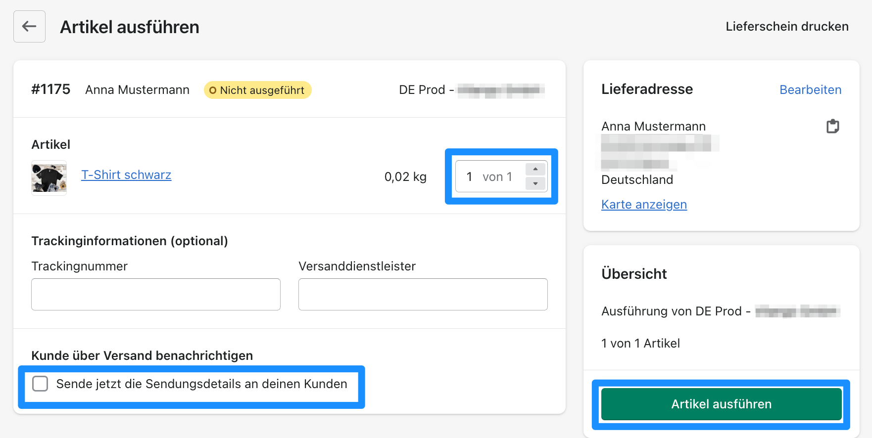 Fulfillment konfigurieren Fulfillment konfigurieren