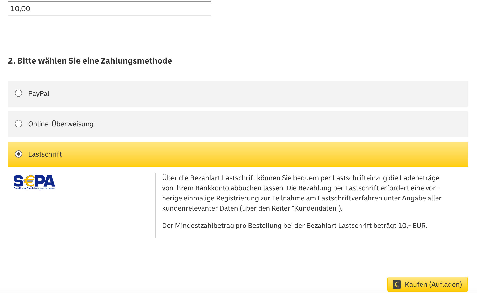 Zahlungsmöglichkeiten